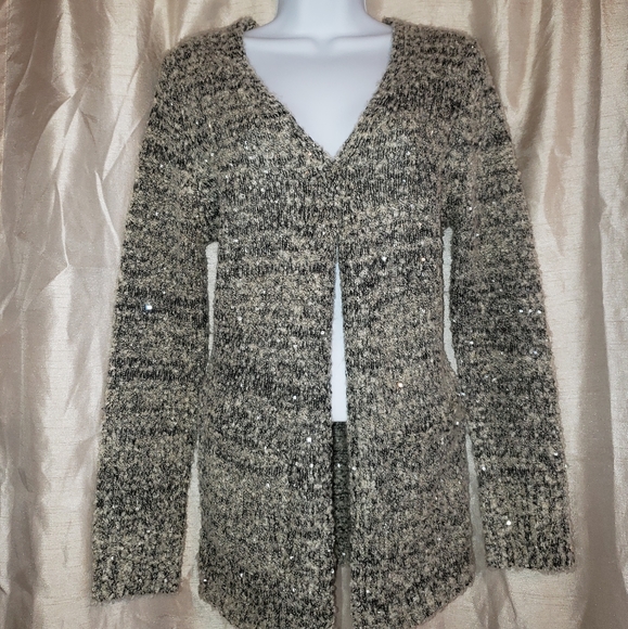 NWOT Daytrip gray sequined boucle open front cardigan sweater Womens Sma… - Picture 6 of 6